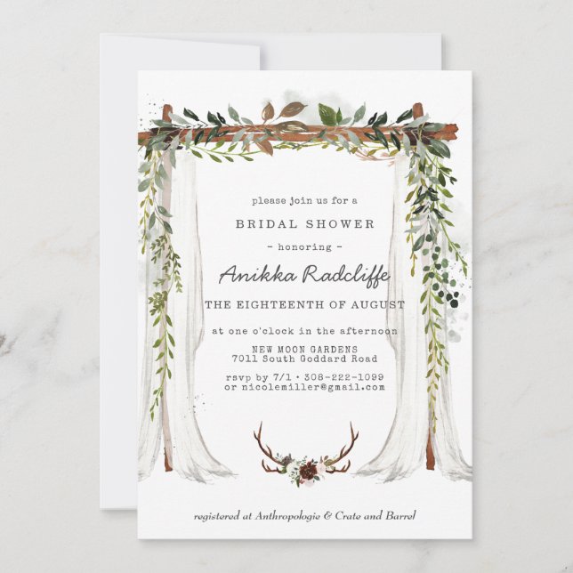Invitación de Despedida de Soltera Floral Campestr (Anverso)