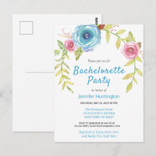Invitación de despedida de soltera floral con acua