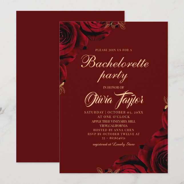 Invitación de despedida de soltera floral de Borgo (Anverso / Reverso)
