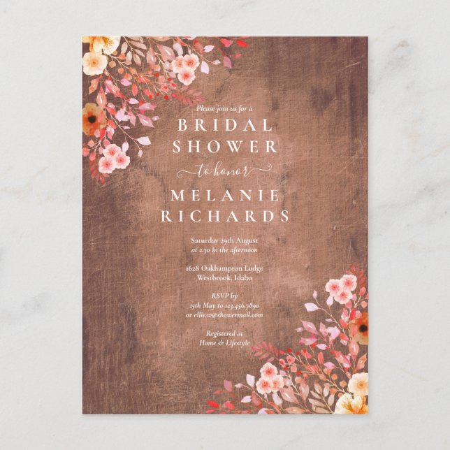Invitación de Despedida de Soltera Floral de Flore (Anverso)