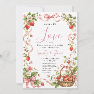 Invitación de Despedida de Soltera floral de Fresa