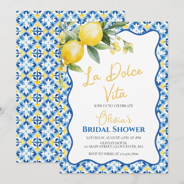 Invitación de Despedida de Soltera floral de limón (Anverso / Reverso)
