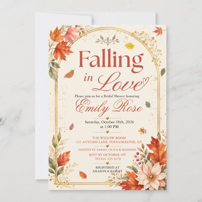 Invitación de Despedida de Soltera Floral de Otoño (Anverso)
