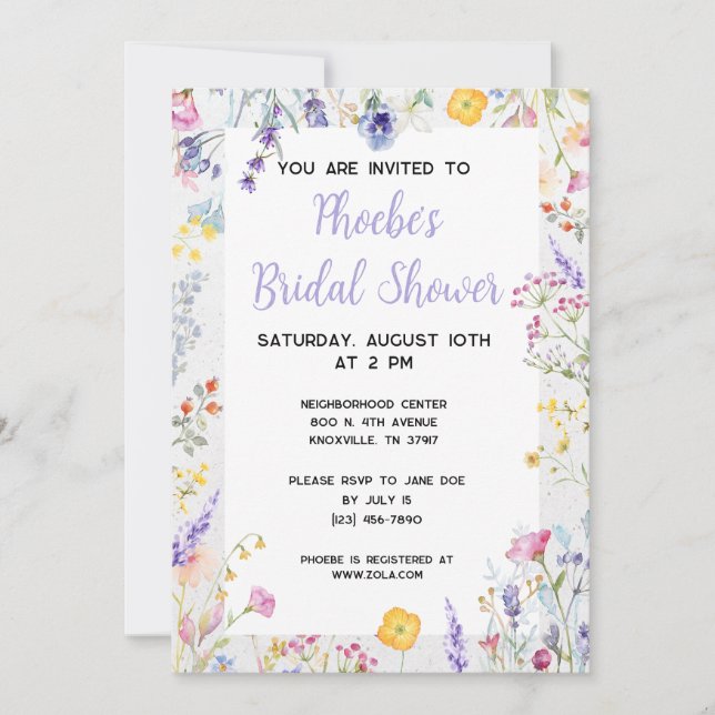 Invitación de Despedida de Soltera Floral de Prima (Anverso)