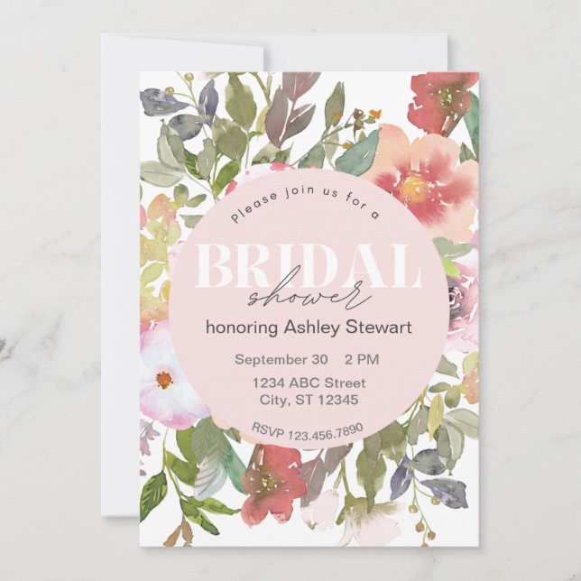 Invitación de Despedida de Soltera Floral Elegante (Anverso)