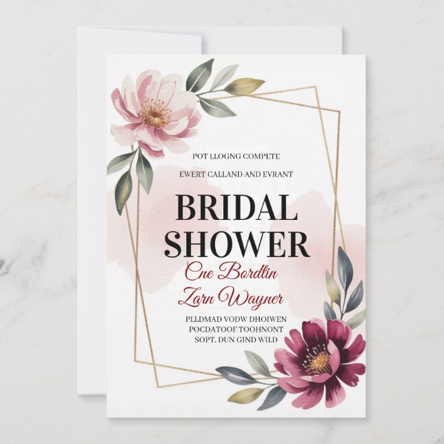 Invitación de Despedida de Soltera Floral Elegante (Anverso)
