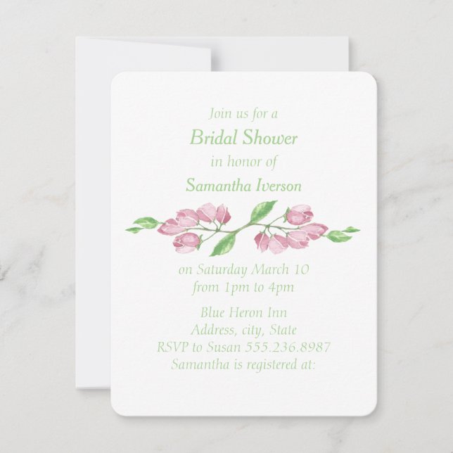 Invitación de Despedida de Soltera Floral Flor de  (Anverso)