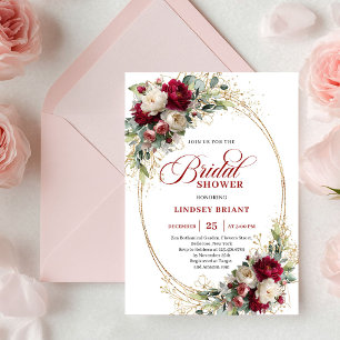 Invitación de Despedida de Soltera Floral Granate