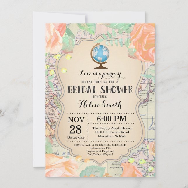 Invitación de Despedida de Soltera Floral Melocotó (Anverso)