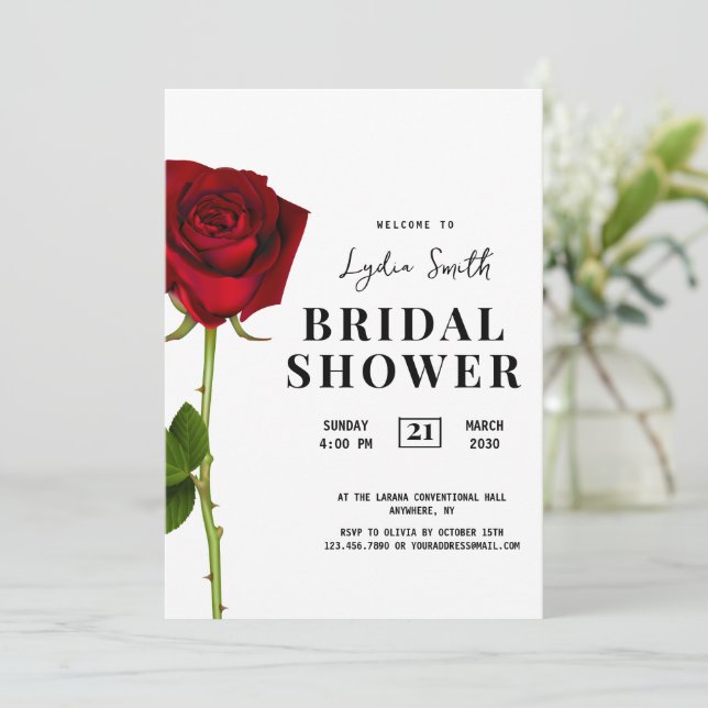 Invitación de Despedida de Soltera, Floral Minimal (Anverso de pie)