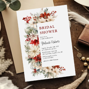 Invitación de Despedida de Soltera Floral Navideña
