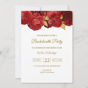 Invitación de despedida de soltera floral roja y d