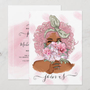 Invitación de despedida de soltera floral rosa chi