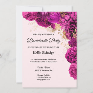 Invitación de despedida de soltera floral rosa y d