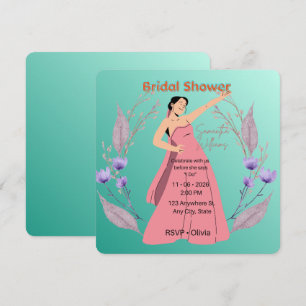 Invitación de Despedida de Soltera Floral Turquesa