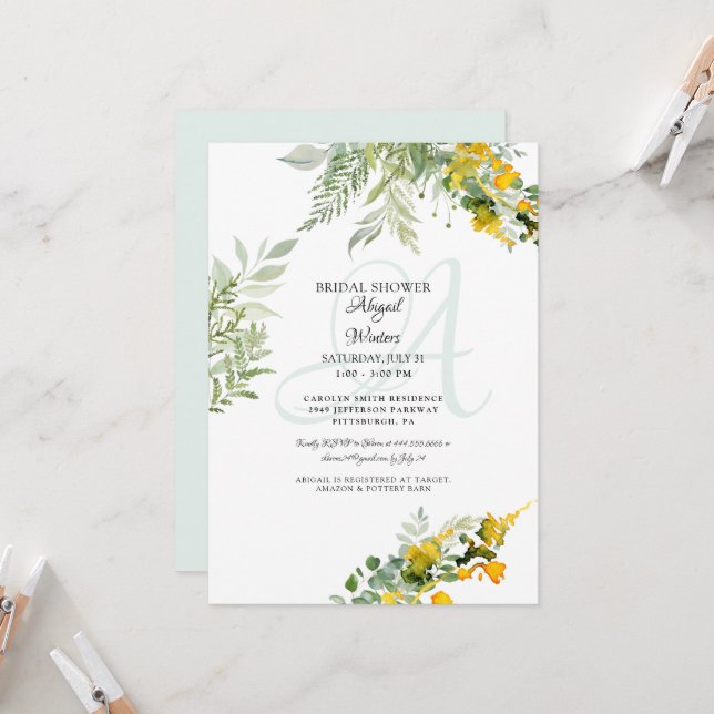 Invitación de Despedida de Soltera Flores Silvestr (Anverso/Reverso In Situ)