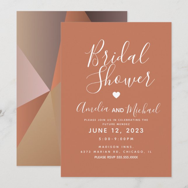 Invitación de Despedida de Soltera Formas Geométri (Anverso / Reverso)
