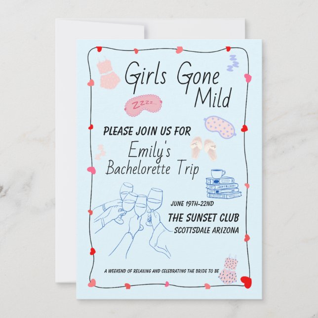 Invitación de Despedida de Soltera Girls Gone Mild (Anverso)