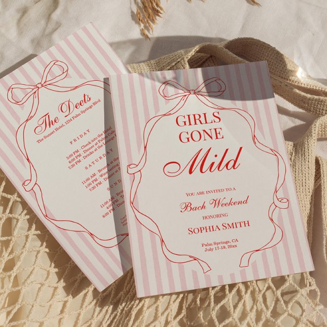Invitación de Despedida de Soltera Girls Gone Mild ( Girls Gone Mild Bachelorette Party Invitation Red)