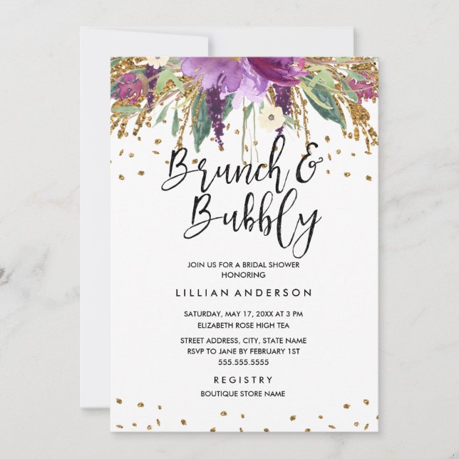 Invitación de Despedida de Soltera Glitter Amethys (Anverso)