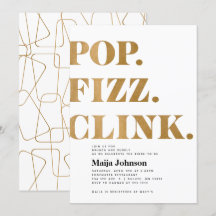 Invitación de despedida de soltera Gold Pop Fizz C