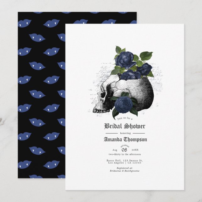 Invitación de Despedida de Soltera Gótica de Cráne (Anverso / Reverso)