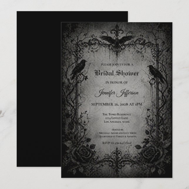 invitación de despedida de soltera gótica de vampi (Anverso / Reverso)