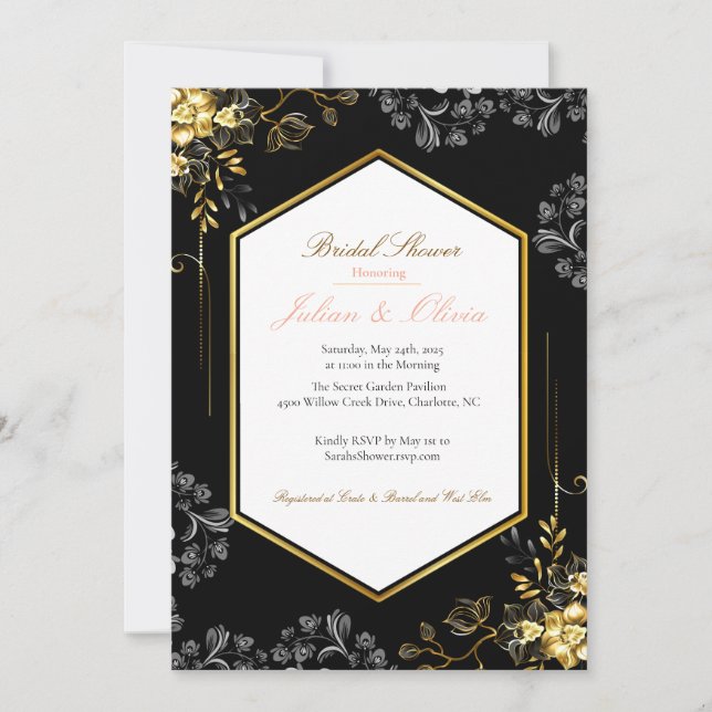 Invitación de Despedida de Soltera Gótica Negra y  (Anverso)