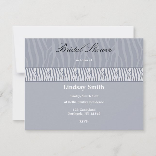 Invitación de Despedida de Soltera Gris Plateado (Anverso)