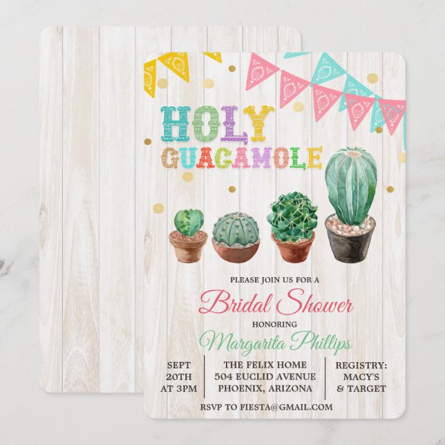Invitación de Despedida de Soltera Holy Guacamole  (Anverso / Reverso)