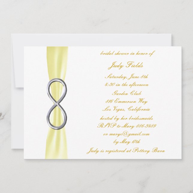 Invitación de Despedida de Soltera Infinito Amaril (Anverso)