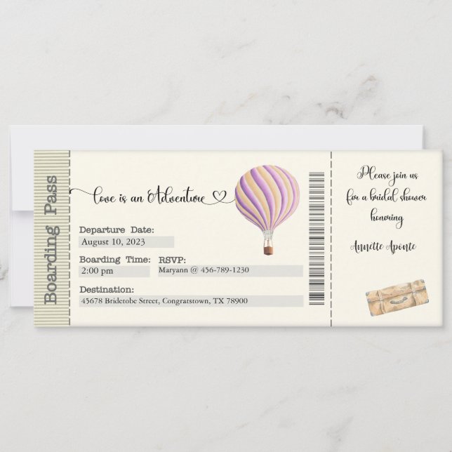 Invitación de Despedida de Soltera, Invitación de  (Anverso)