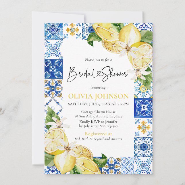 Invitación de Despedida de Soltera Italiana Limone (Anverso)