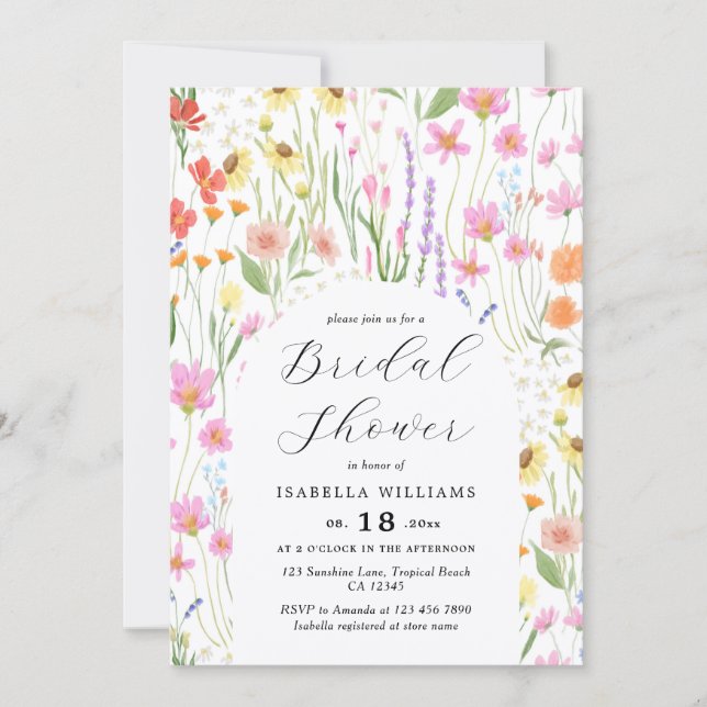 Invitación de Despedida de Soltera Jardín de Flore (Anverso)