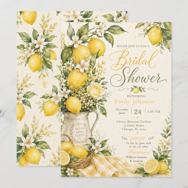Invitación de Despedida de Soltera Jardín de Limon (Anverso / Reverso)