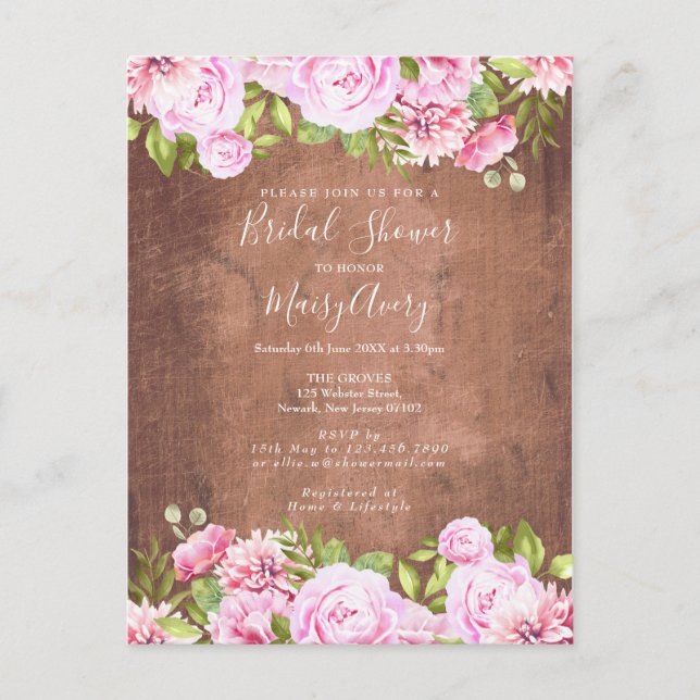 Invitación de Despedida de Soltera Jardín de Rosas (Anverso)