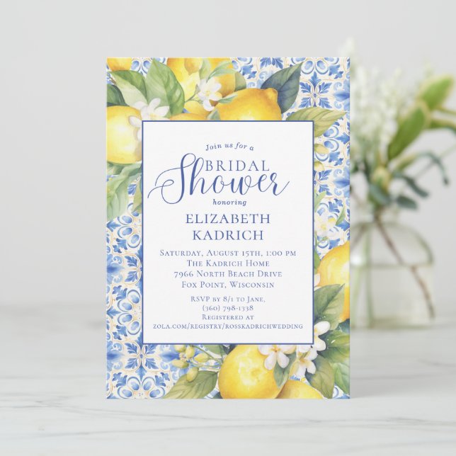 Invitación de Despedida de Soltera Limoncello Blue (Anverso de pie)