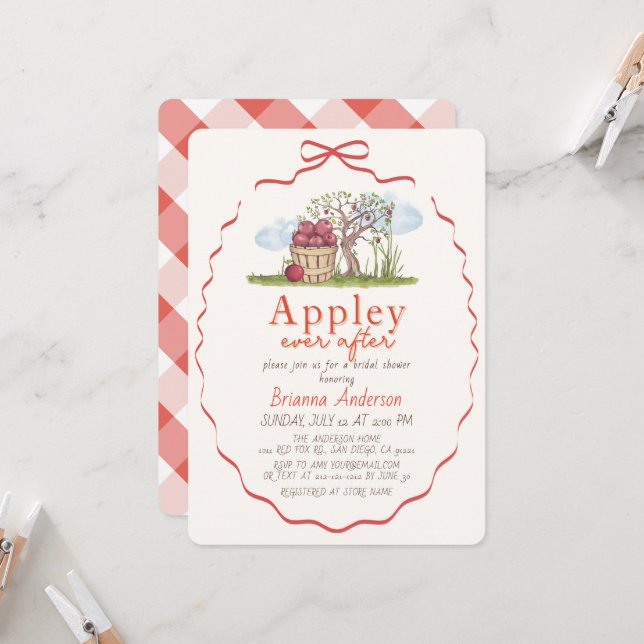 Invitación de Despedida de Soltera Manzano de Appl (Anverso/Reverso In Situ)