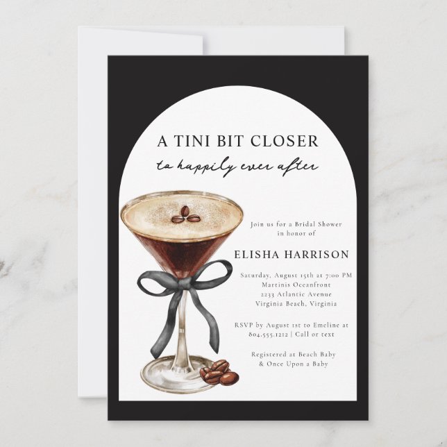 Invitación de Despedida de Soltera Martini Tini Bi (Anverso)