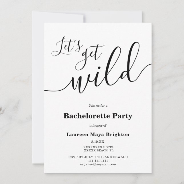 Invitación de despedida de soltera minimalista (Anverso)
