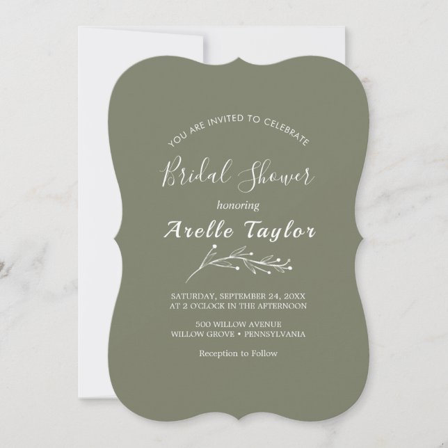 Invitación de Despedida de Soltera Minimalista de  (Anverso)
