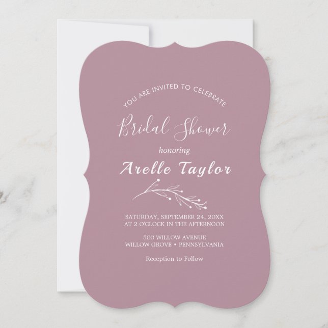 Invitación de Despedida de Soltera Minimalista de  (Anverso)
