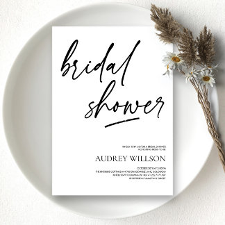 Invitación de Despedida de Soltera Minimalista Neg
