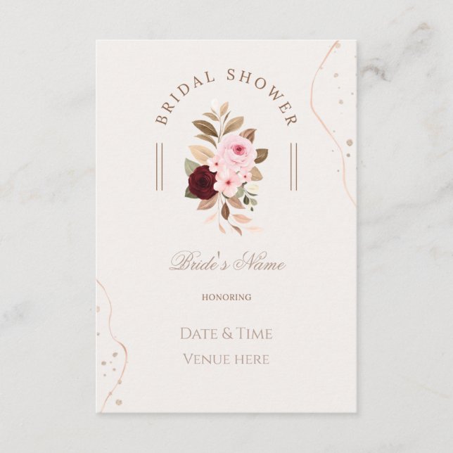 Invitación de Despedida de Soltera Minimalista y F (Anverso)
