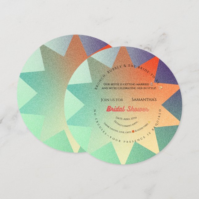Invitación de Despedida de Soltera Moderna Starbur (Anverso / Reverso)