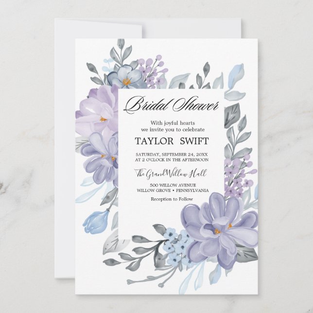 Invitación de Despedida de Soltera Moody Purple Bl (Anverso)