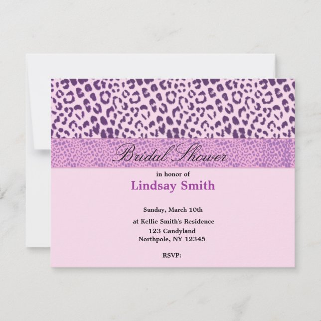 Invitación de Despedida de Soltera Morado y Rosa (Anverso)
