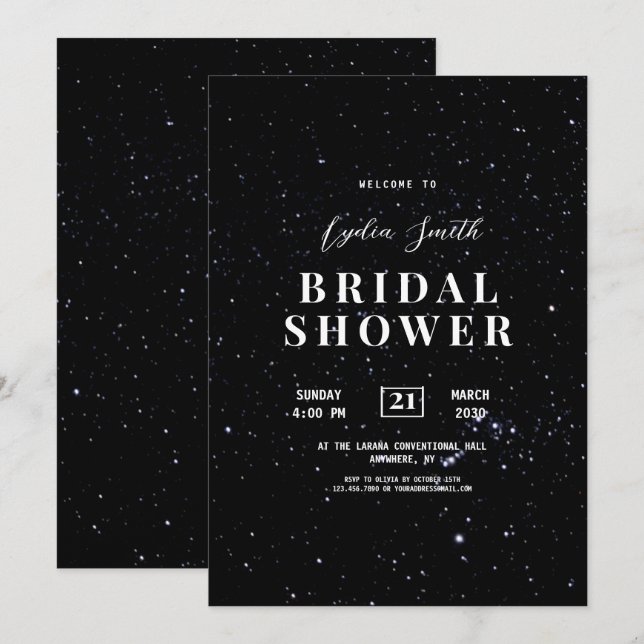 Invitación de Despedida de Soltera Noche Estrellad (Anverso / Reverso)