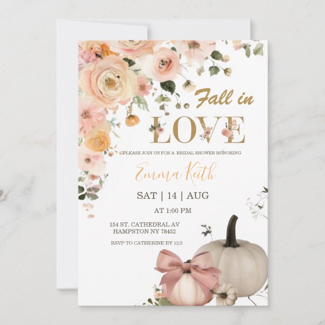 Invitación de Despedida de Soltera Otoño en Amor | (Anverso)
