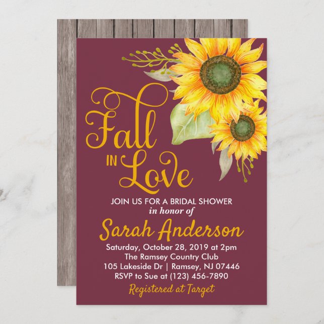 Invitación de Despedida de Soltera - Otoño - Giras (Anverso / Reverso)